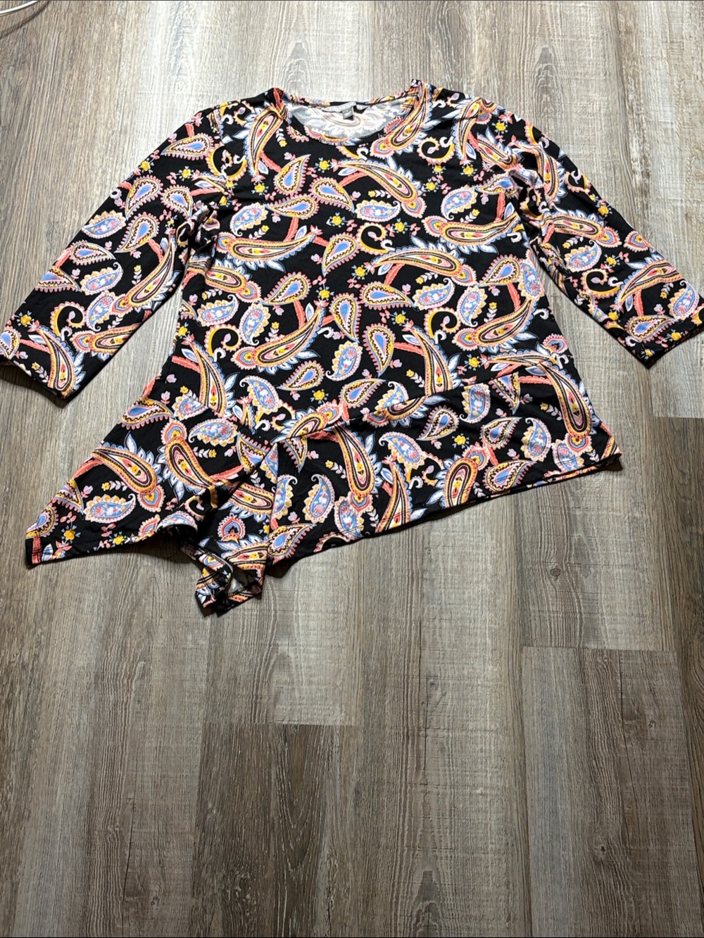 Valerie Stevens Black Paisley Tie-Knot Tunic